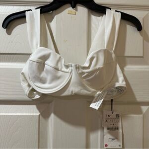 Zara | Vacation Coastal Chic White Bathing Suit Top Balconette Thick Straps